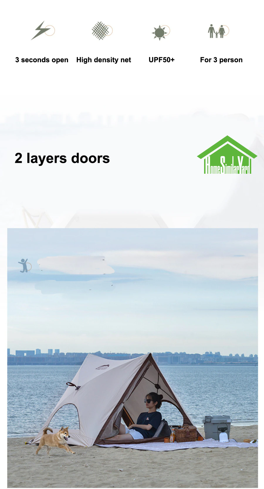 Cheap Goat Tents Camping Awning Tent Sun UV Protection Sun Shelter Canopy 210T Outdoor Rainproof Sunshade Beach Tarp UPF50+ Hiking   
